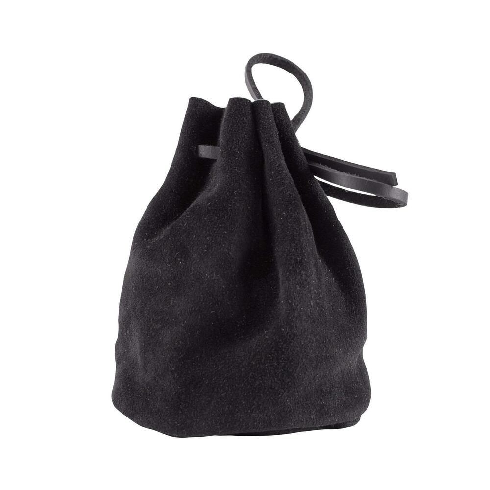 5272 Large Black Suede Leather Dice Bag & Coin Pouch – Medieval Viking LARP